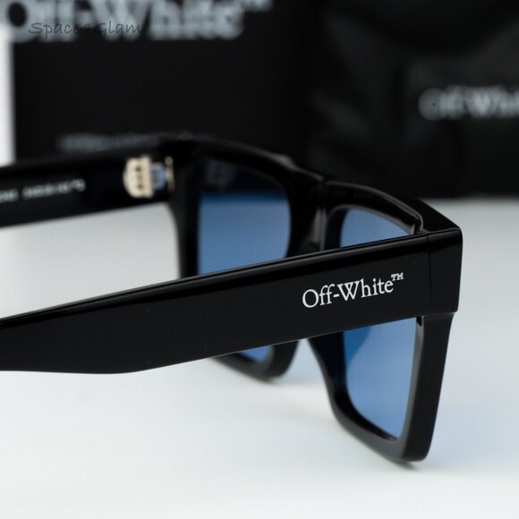 Off-White Women Sunglasses Black Blue Square OERI109 LAWTON 1045 NEW AUTHENTIC - Picture 5 of 8
